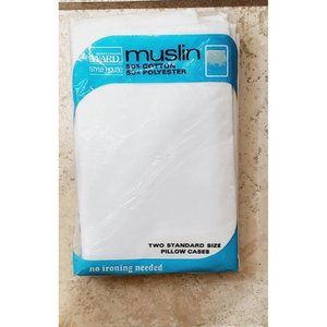 Lot Of 2 Vtg Standard Montgomery Ward Pillowcases, Muslin, White, 42"x36"